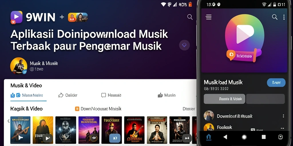Antarmuka sederhana aplikasi 9WIN untuk mengunduh musik dengan mudah.