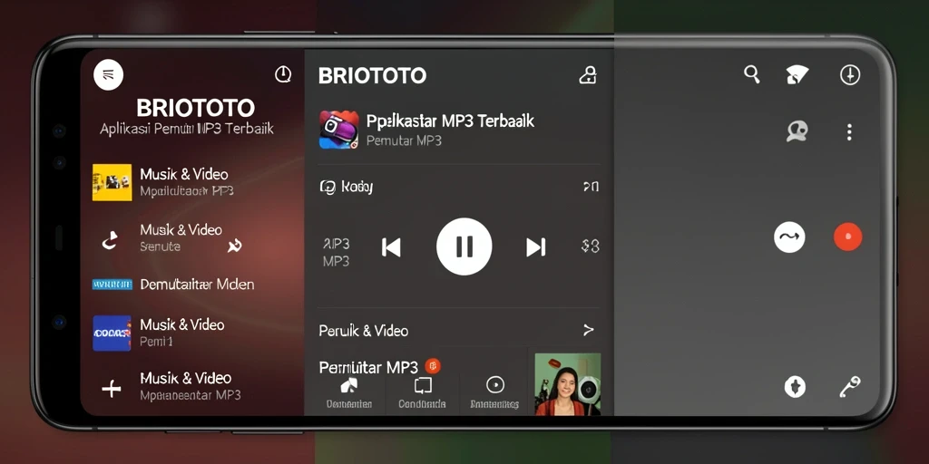 Tampilan antarmuka BRIOTOTO saat memutar musik MP3.