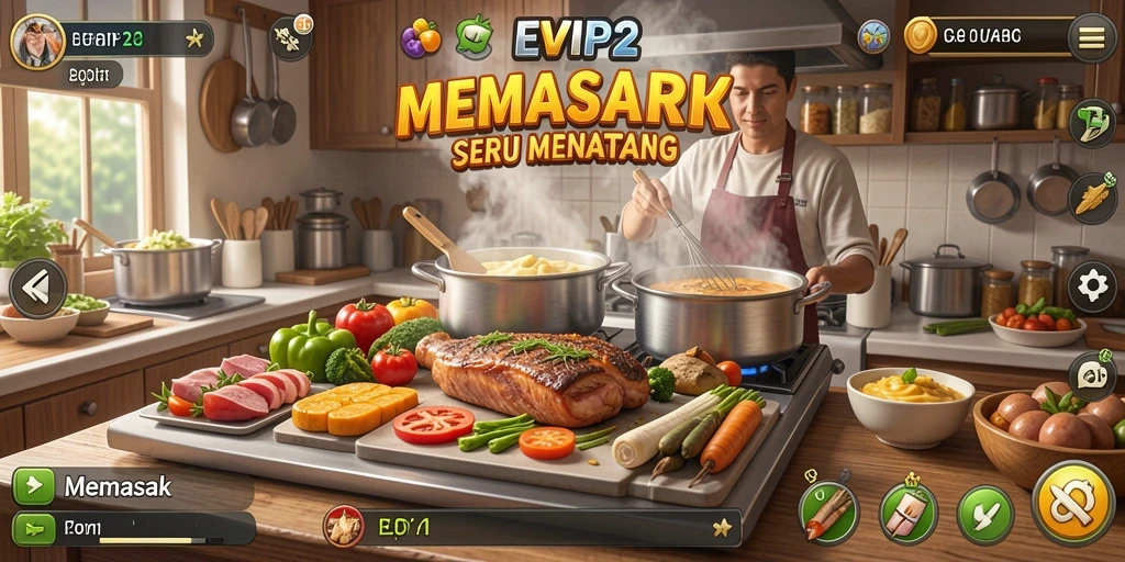 Tampilan antarmuka EVIP2 saat memasak makanan lezat.