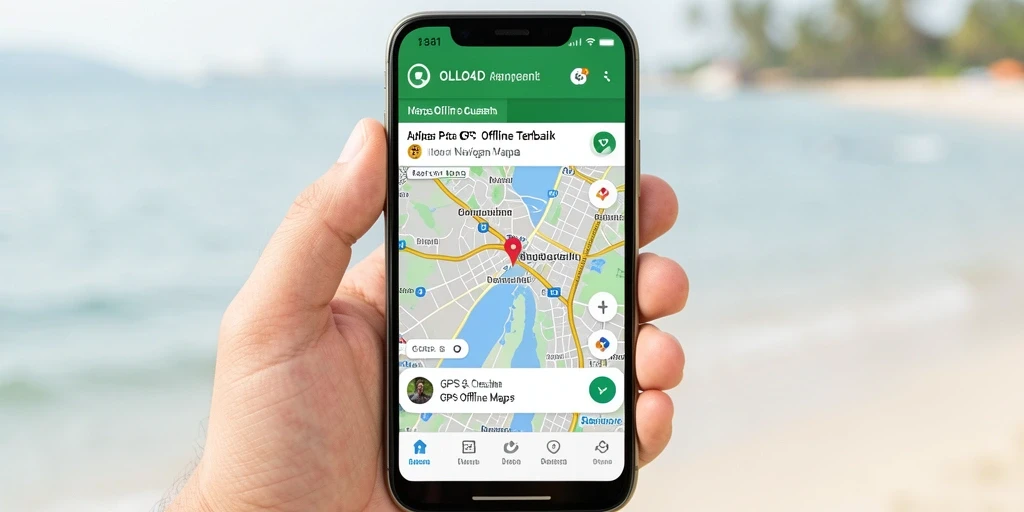 Tampilan antarmuka aplikasi OLLO4D untuk GPS Offline Maps.