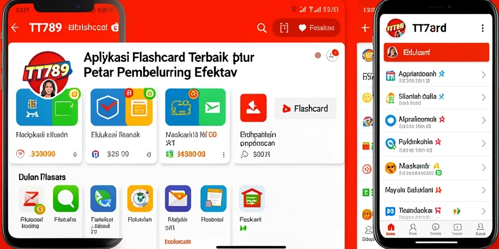 Antarmuka aplikasi TT789 yang menarik dan fungsional untuk flashcard.